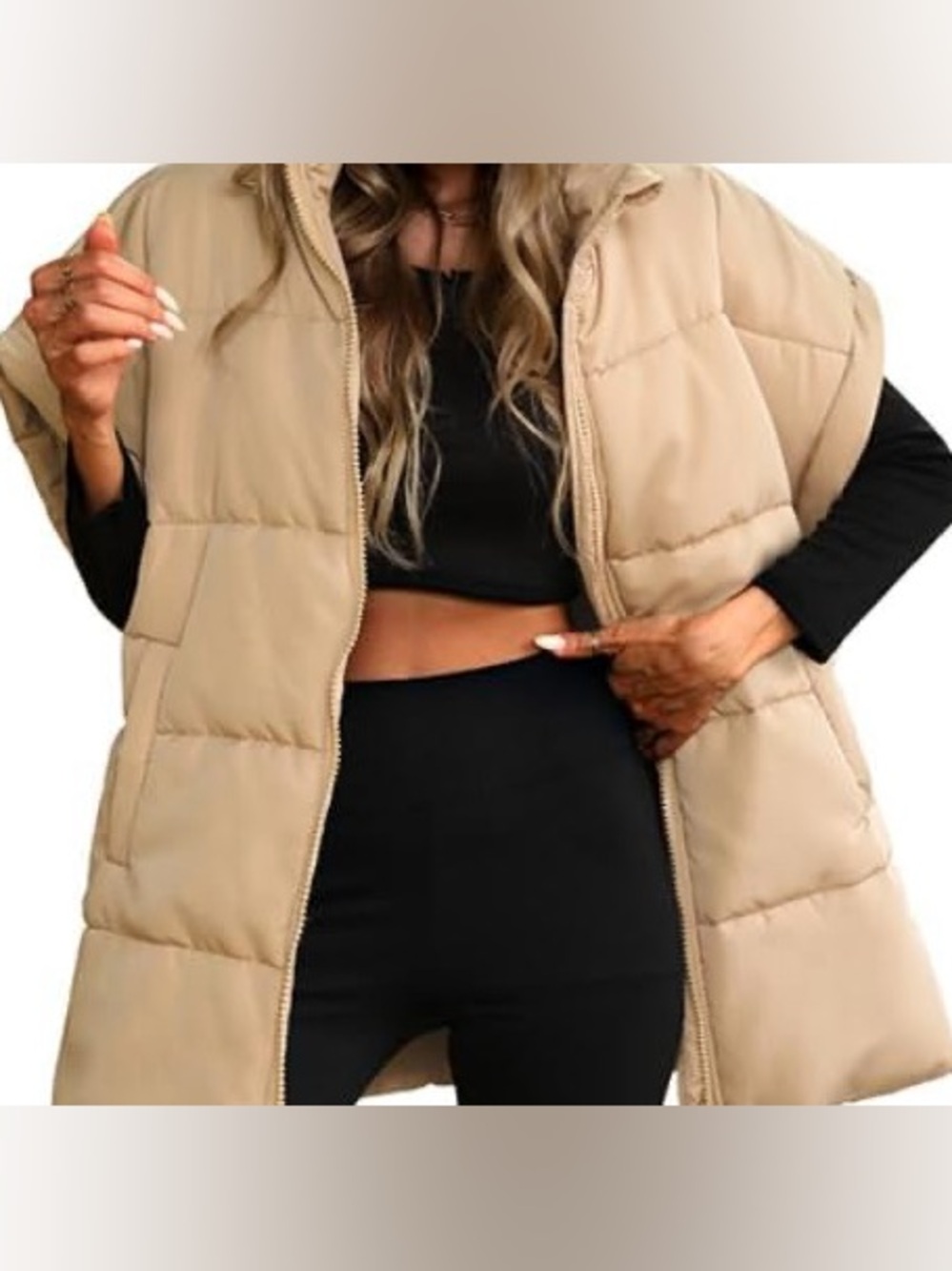ELLEVEN Women's Oversized Puffer Vest Quilted Stand Collar Sleeveless Vest